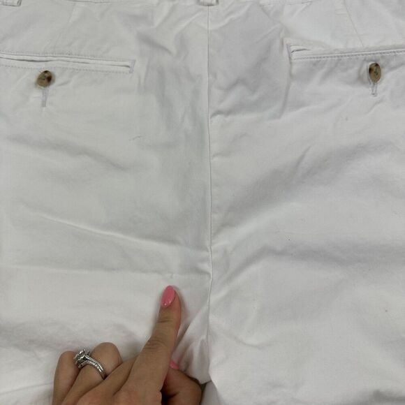 Polo by Ralph Lauren White Chino Shorts Sz 32 Pima Cotton 9.5" Inseam Flat Front - Picture 7 of 7
